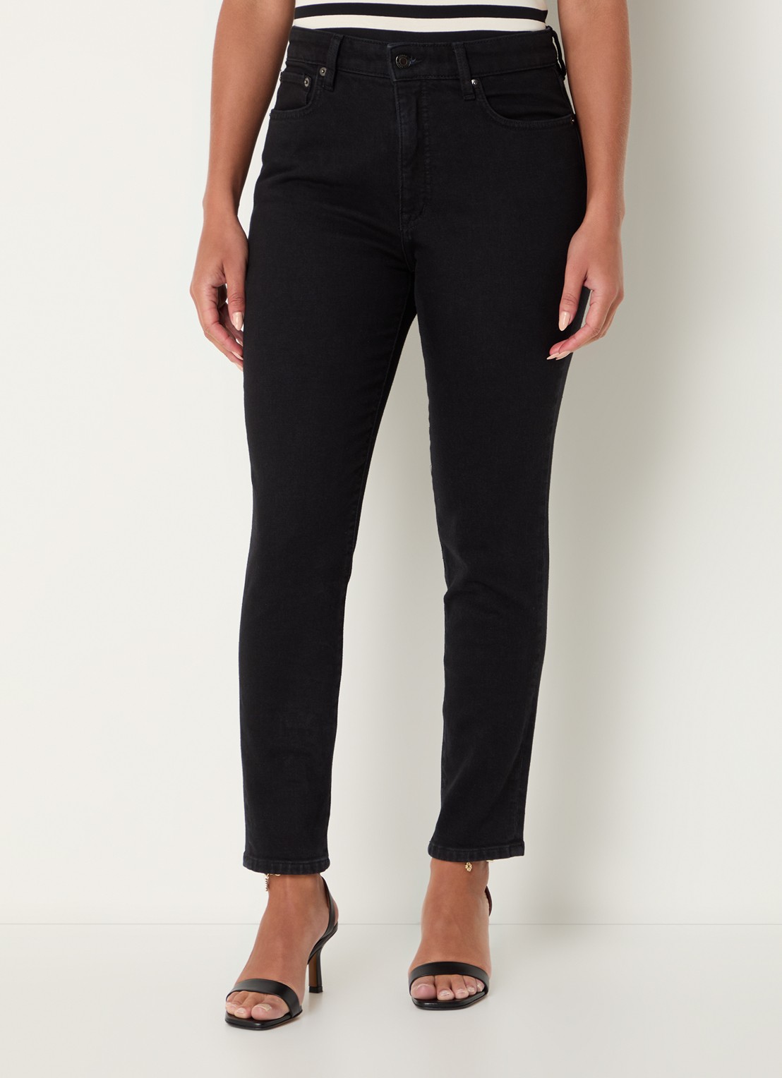 Ralph Lauren High waist cropped skinny jeans met gekleurde wassing - detail 4 zwart