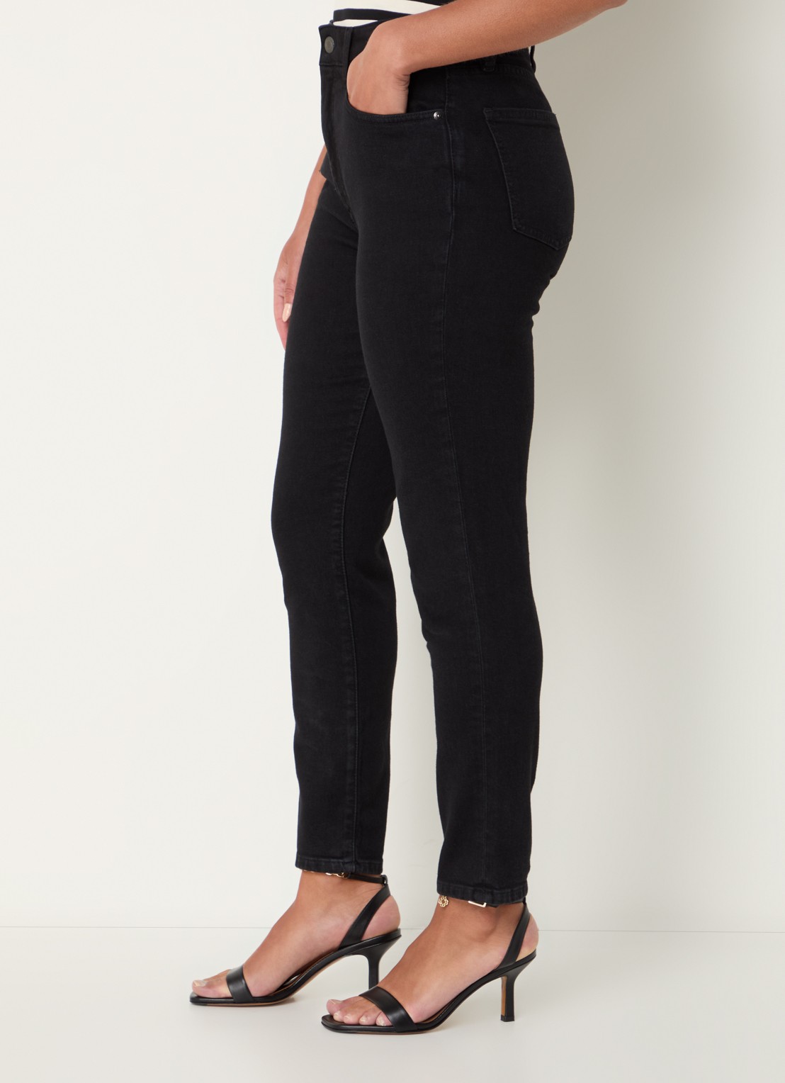 Ralph Lauren High waist cropped skinny jeans met gekleurde wassing - detail 5 zwart