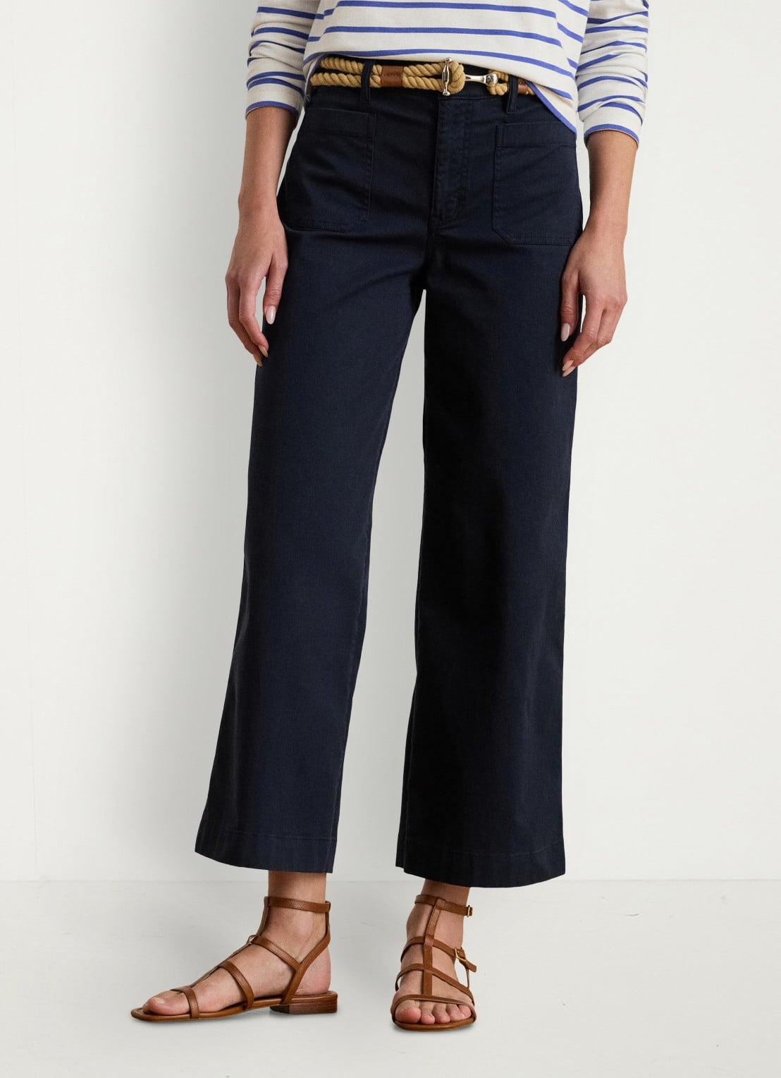 Ralph Lauren High waist flaired fit cropped chino met steekzakken - detail 4 lauren navy / blauw