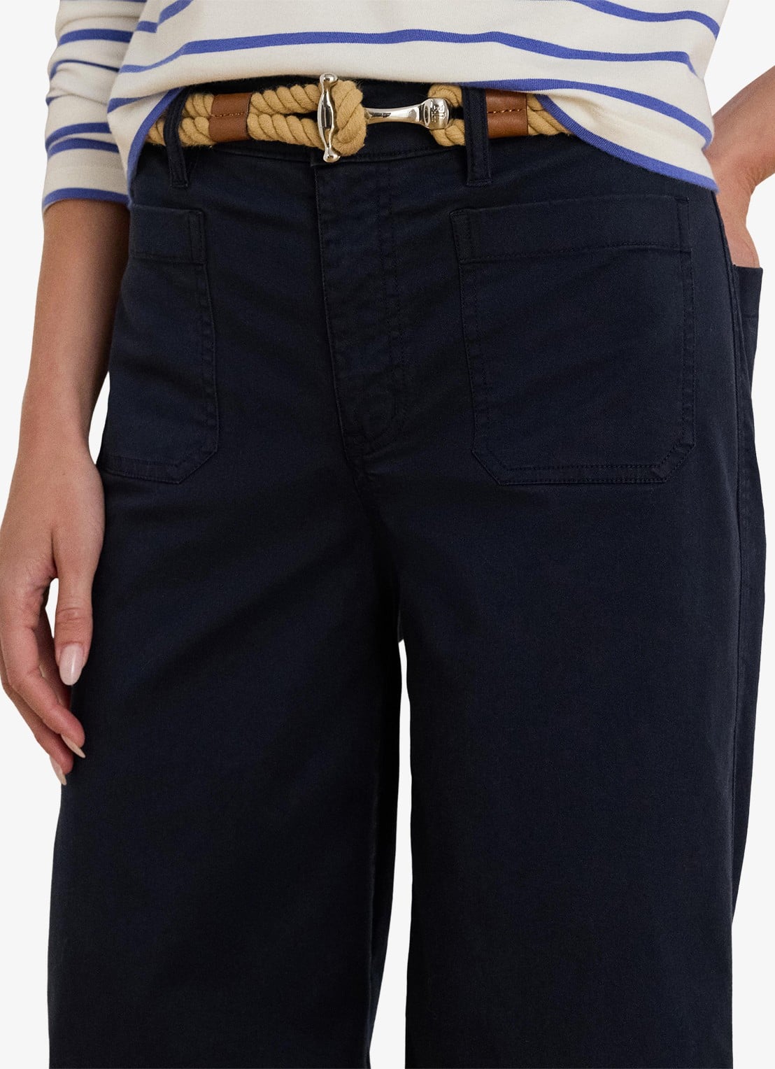 Ralph Lauren High waist flaired fit cropped chino met steekzakken - detail 5 lauren navy / blauw
