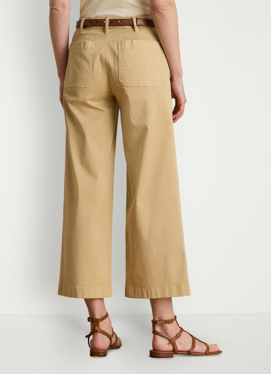 Ralph Lauren High waist flaired fit cropped chino met steekzakken - achterkant 5 birch tan / beige