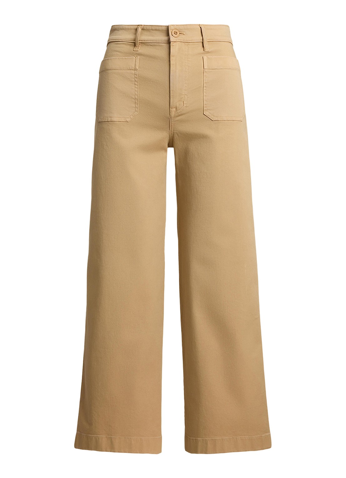 Ralph Lauren High waist flaired fit cropped chino met steekzakken - voorkant 3 birch tan / beige