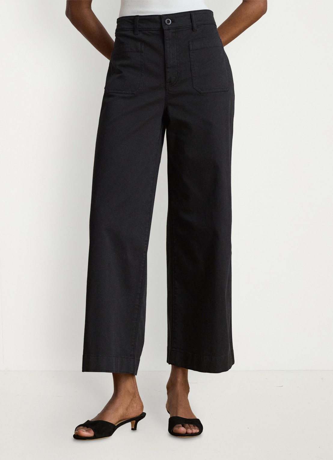 Ralph Lauren High waist flaired fit cropped chino met steekzakken - detail 3 zwart