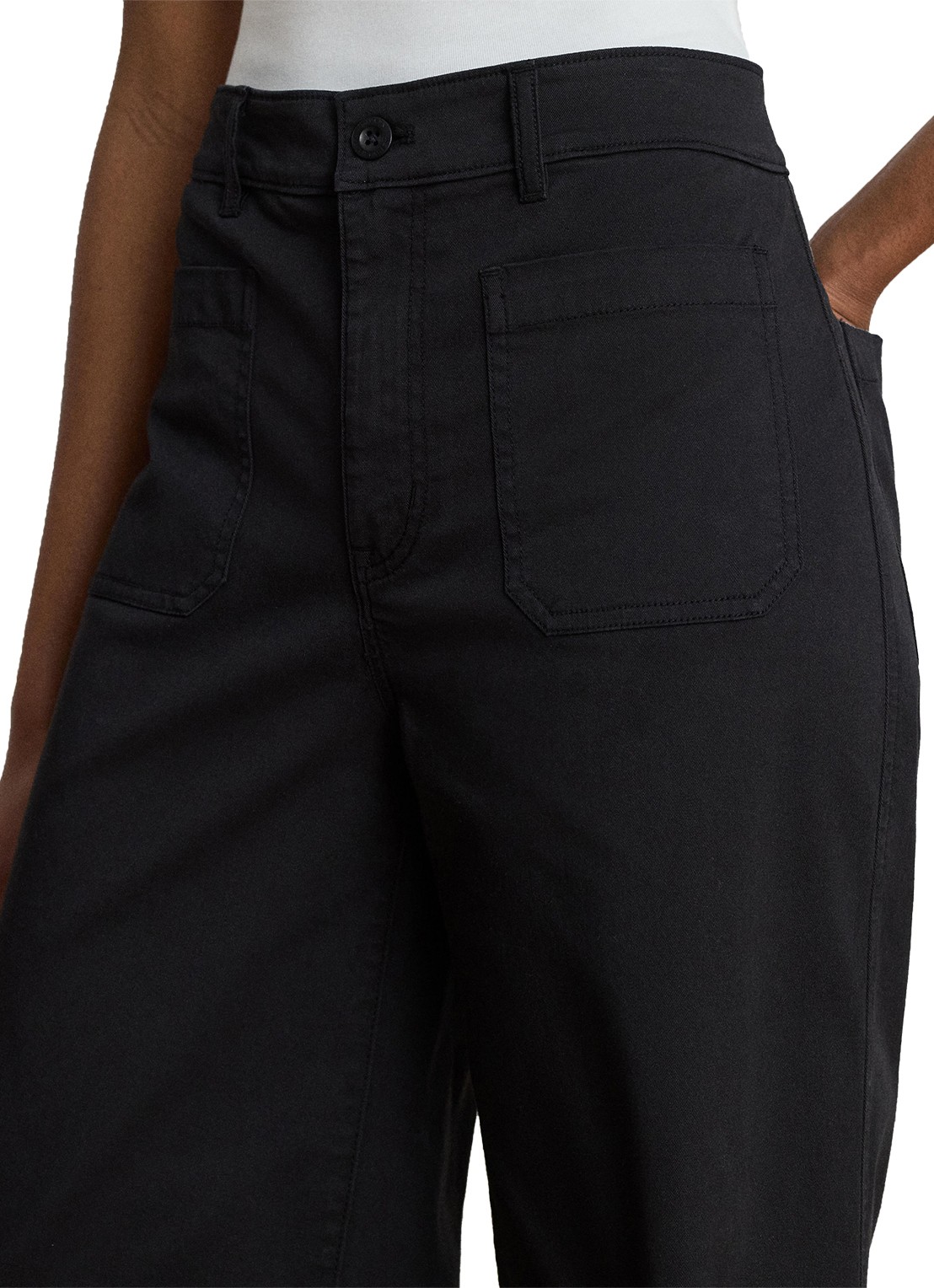 Ralph Lauren High waist flaired fit cropped chino met steekzakken - detail 4 zwart