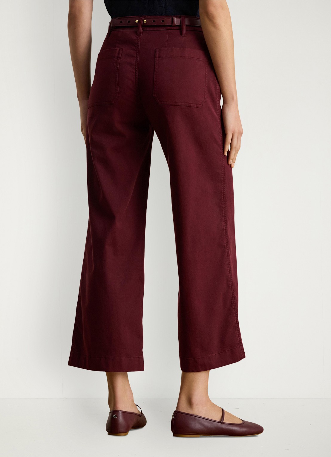 Ralph Lauren High waist flaired fit cropped chino met steekzakken - achterkant dark garnet / bordeauxrood