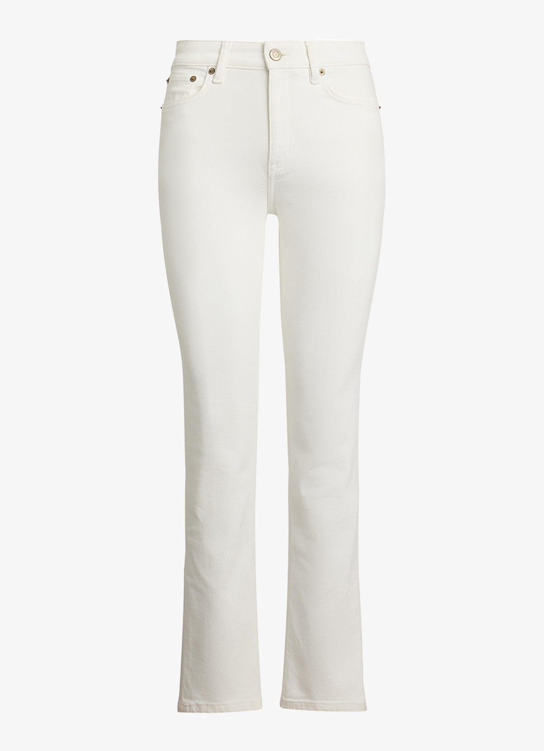 Ralph Lauren High waist flared cropped jeans met steekzakken - voorkant white wsh / wit