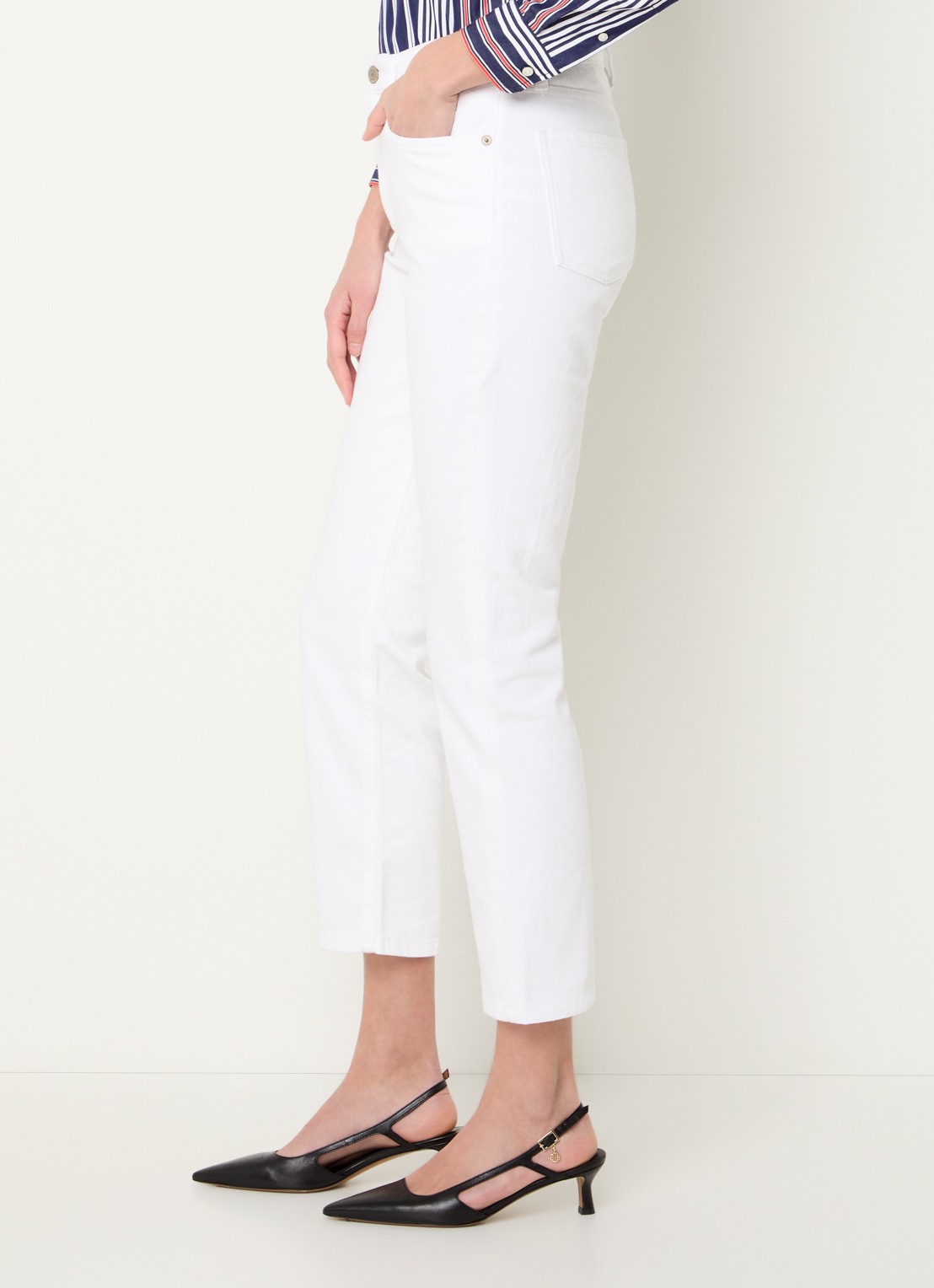 Ralph Lauren High waist flared cropped jeans met steekzakken - detail 7 white wsh / wit