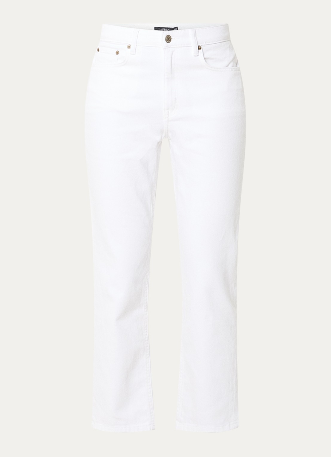 Ralph Lauren High waist flared cropped jeans met steekzakken - voorkant 3 white wsh / wit