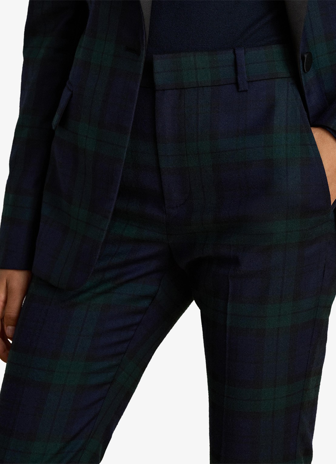 Ralph Lauren High waist flared fit pantalon met ruitdessin - detail 5 black/green multi / zwart/groen