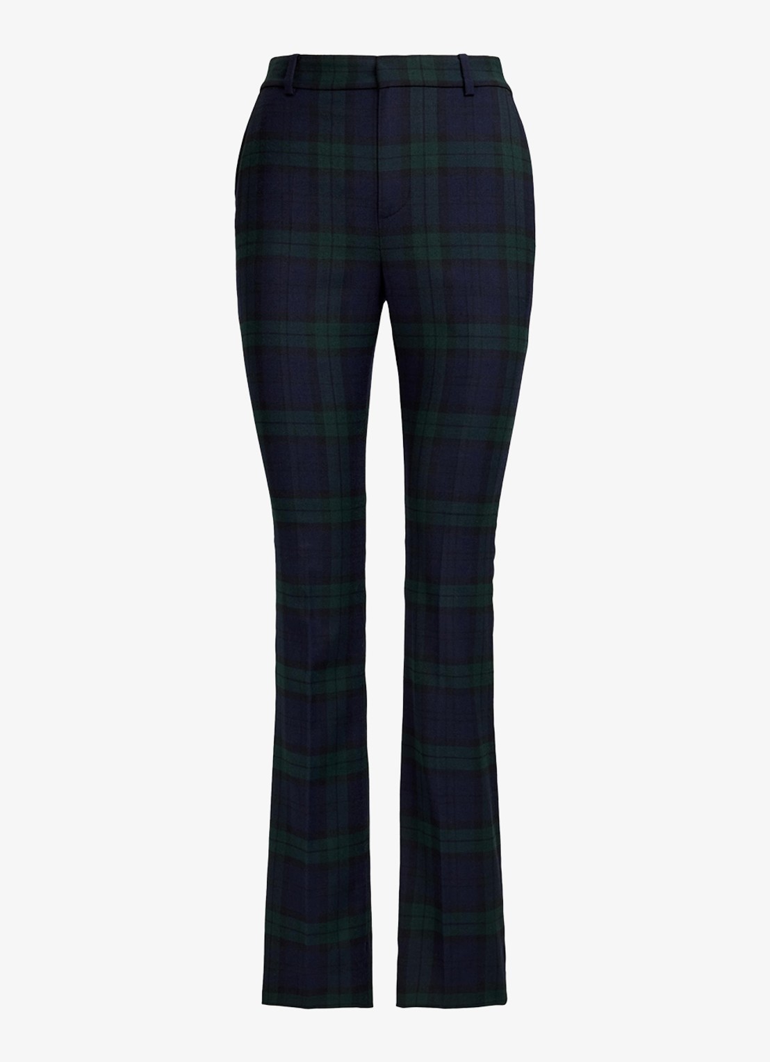 Ralph Lauren High waist flared fit pantalon met ruitdessin - voorkant 2 black/green multi / zwart/groen