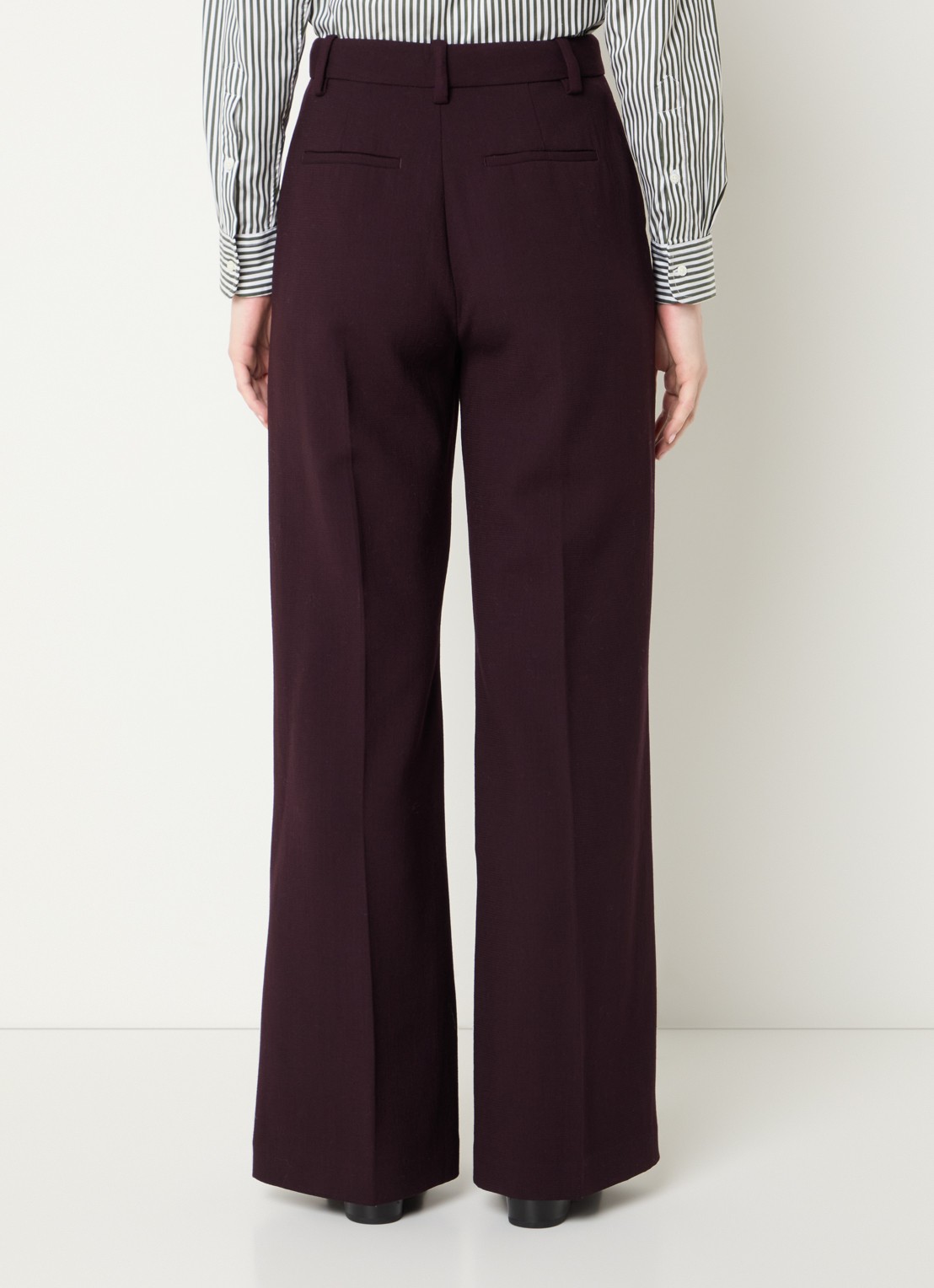 Ralph Lauren High waist flared fit pantalon van wol met steekzakken - achterkant 3 bordeauxrood