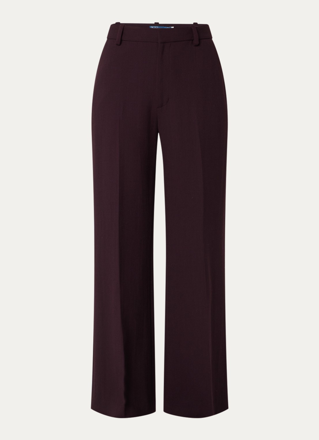 Ralph Lauren High waist flared fit pantalon van wol met steekzakken - voorkant bordeauxrood