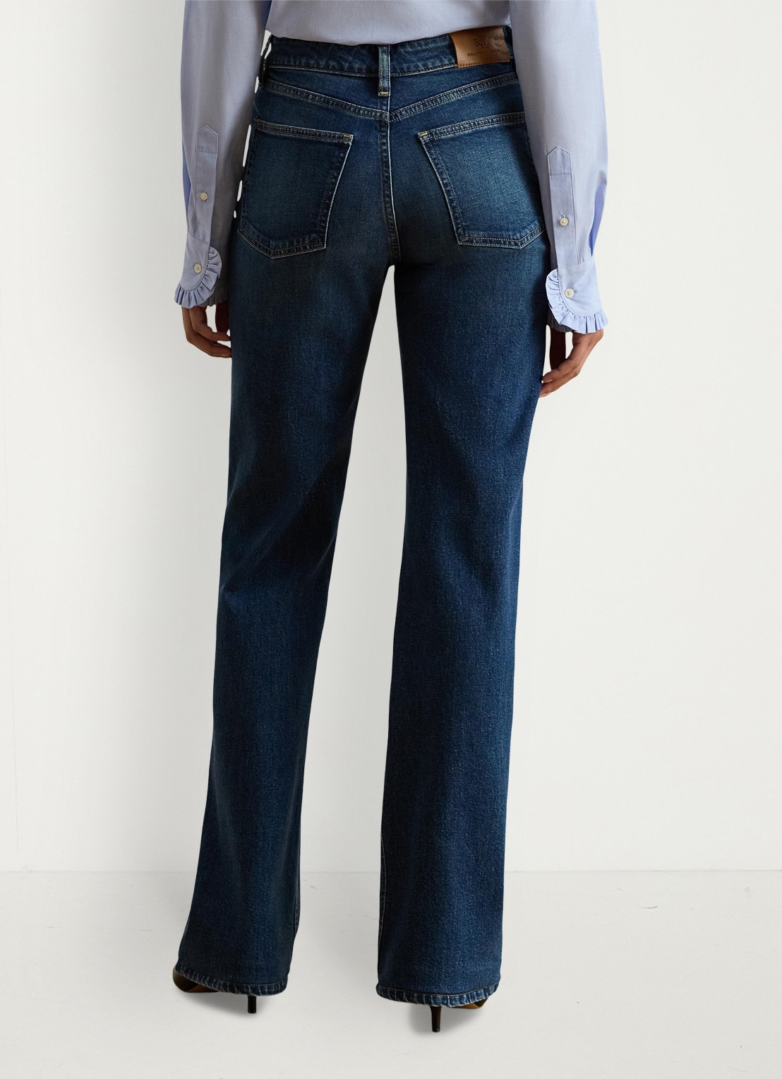 Ralph Lauren High waist flared jeans met donkere wassing - achterkant maxen wash / indigo
