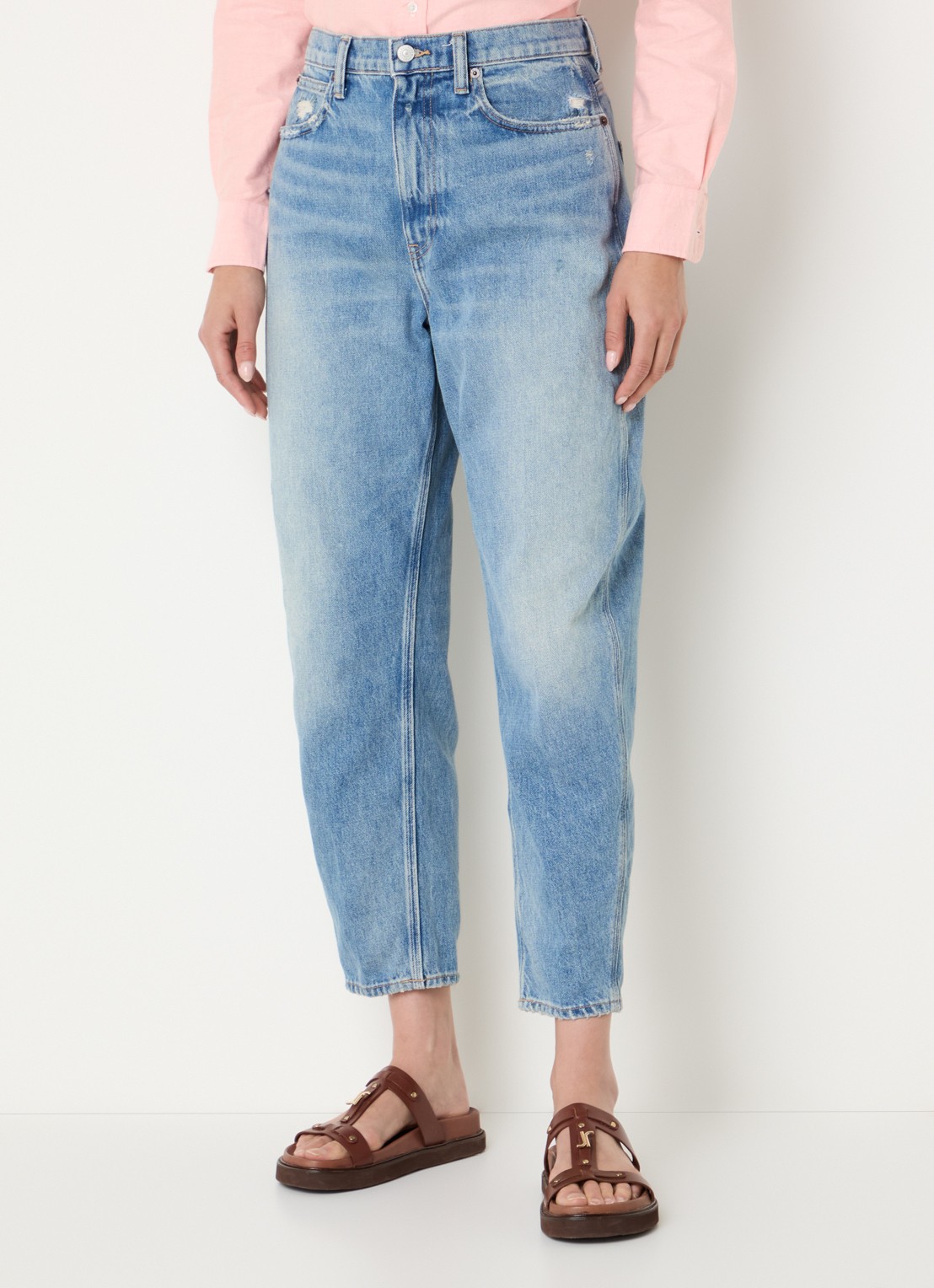Ralph Lauren High waist loose fit jeans met lichte wassing - detail 4 indigo