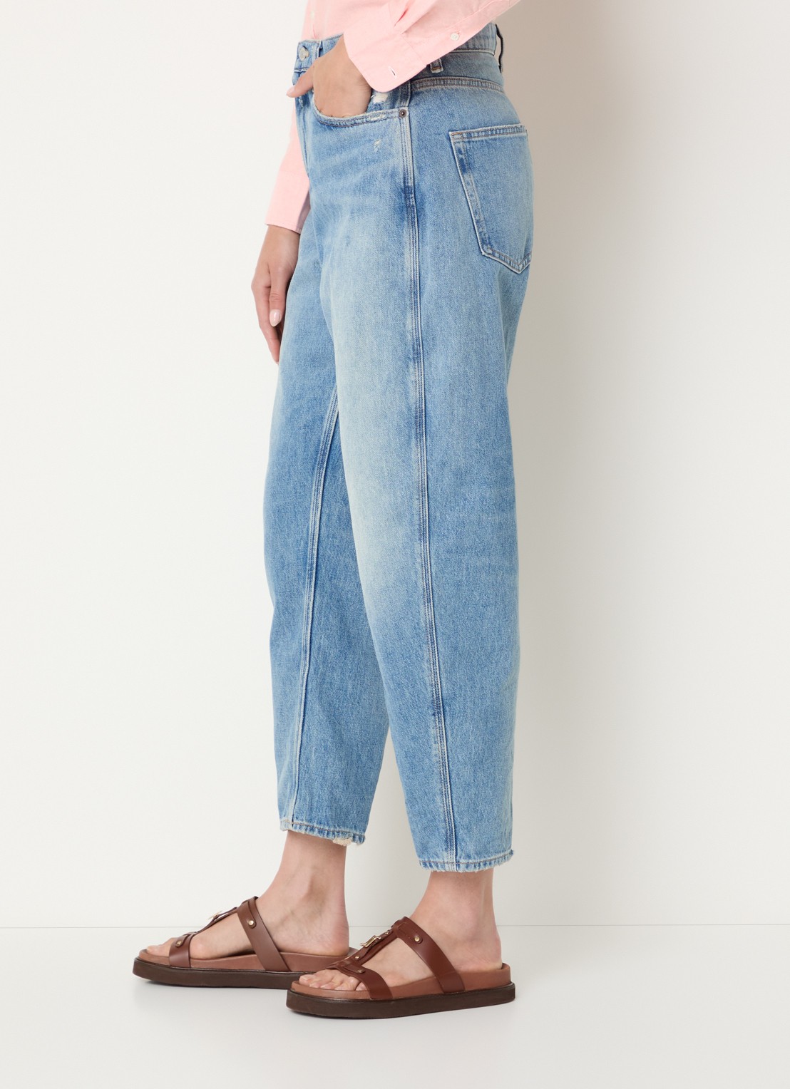 Ralph Lauren High waist loose fit jeans met lichte wassing - detail 5 indigo
