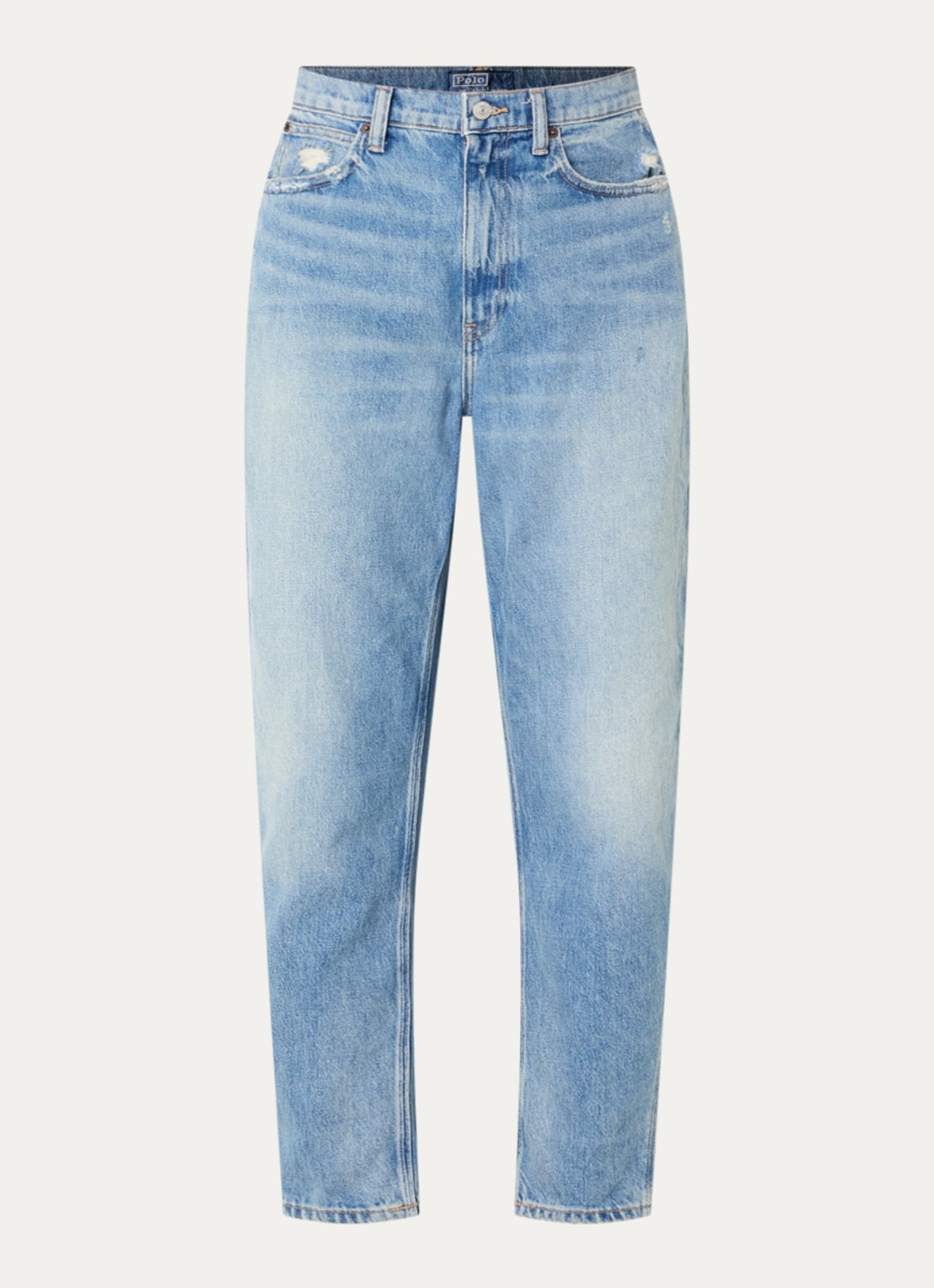 Ralph Lauren High waist loose fit jeans met lichte wassing - voorkant indigo