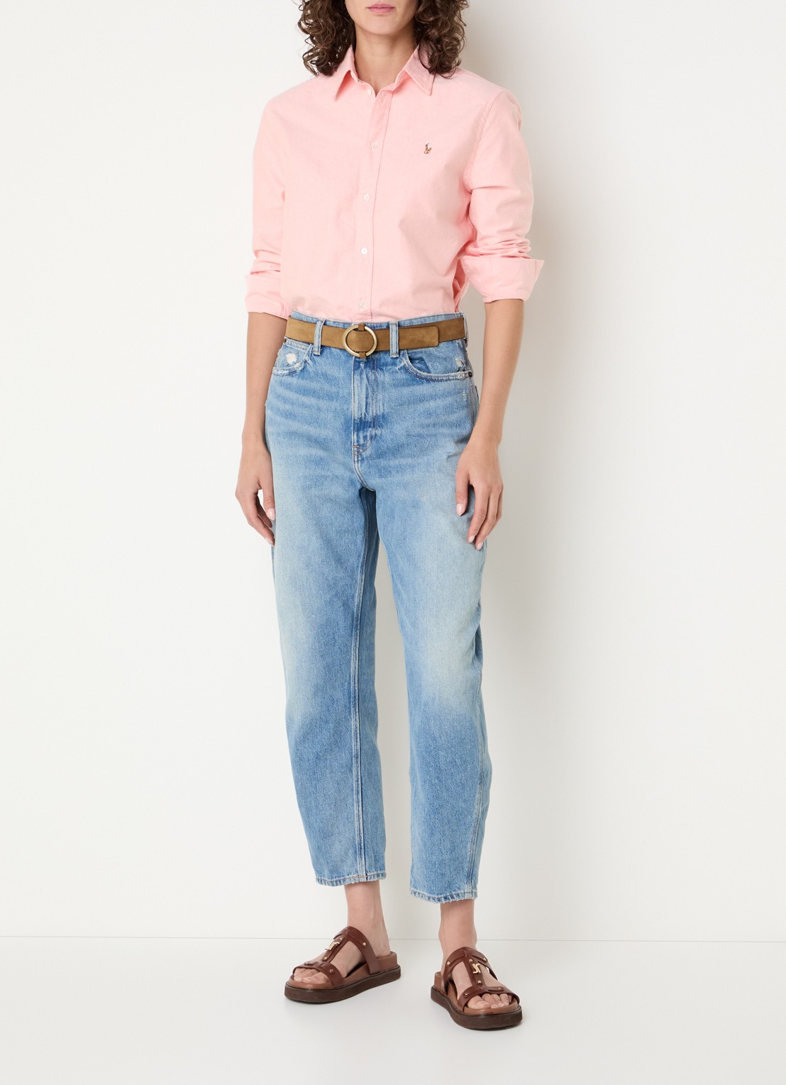 Ralph Lauren High waist loose fit jeans met lichte wassing - voorkant 2 indigo