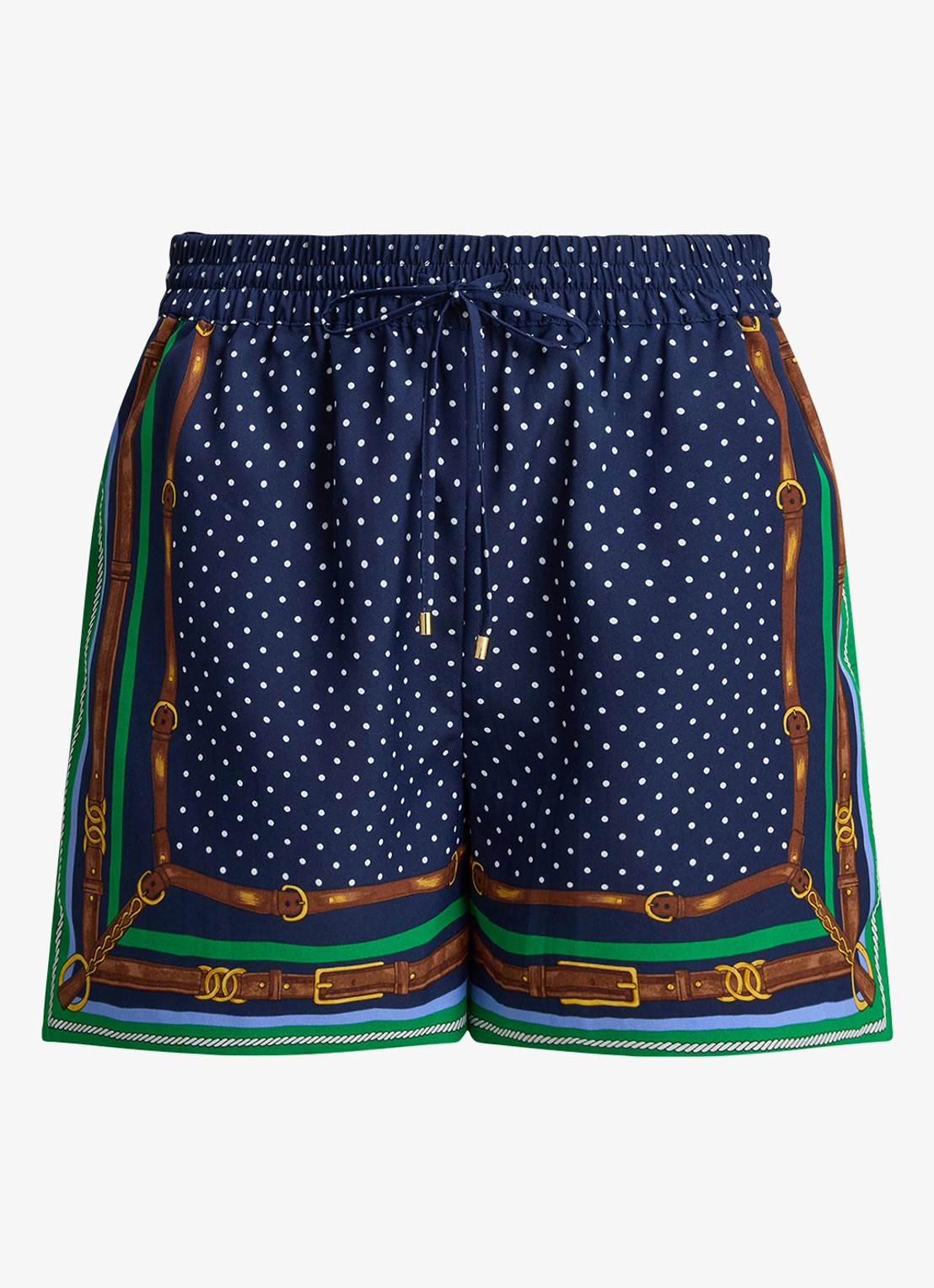 Ralph Lauren High waist regular fit korte broek met print - voorkant blue multi / blauw