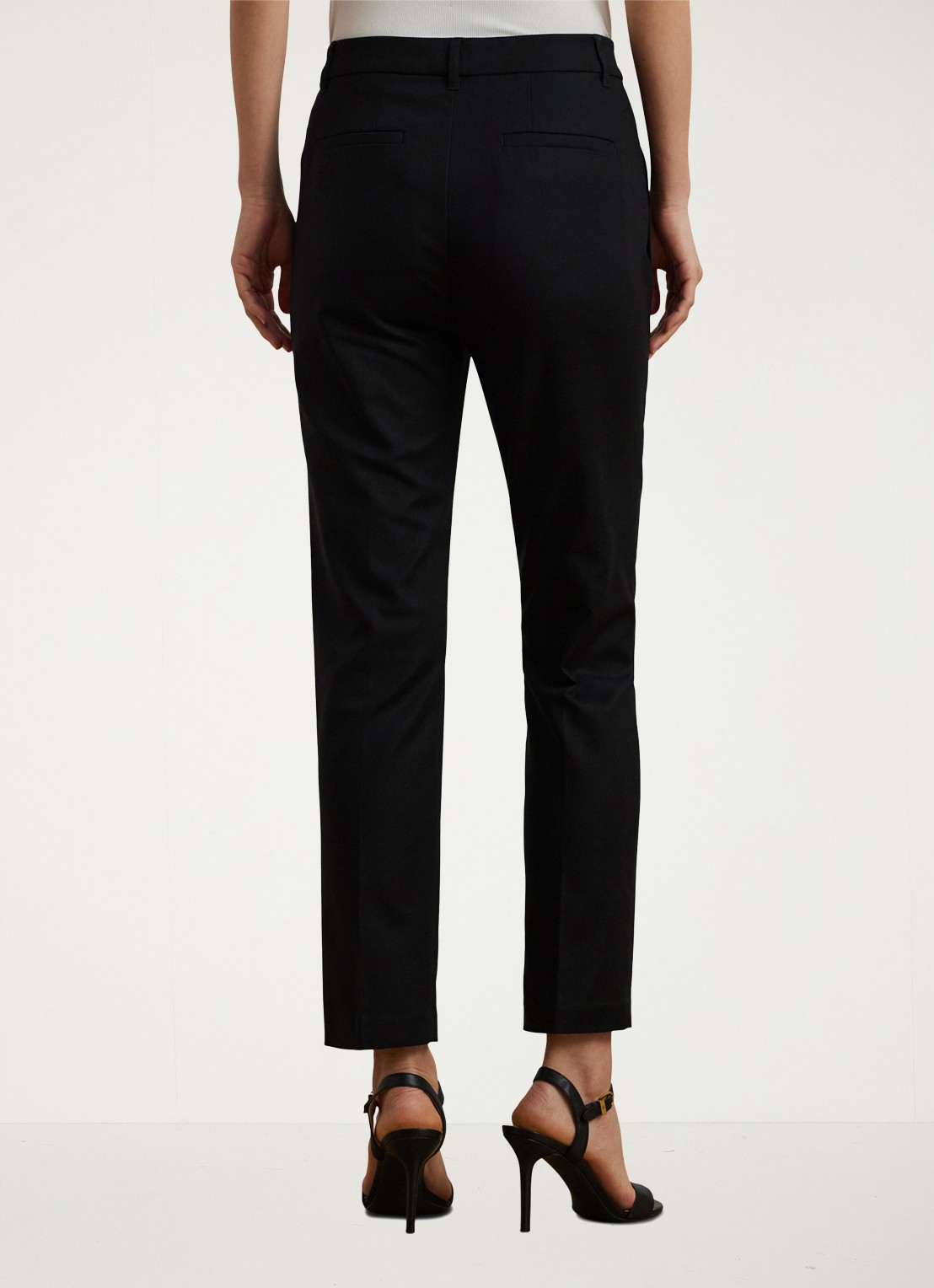 Ralph Lauren High waist slim fit cropped pantalon met steekzakken - achterkant zwart