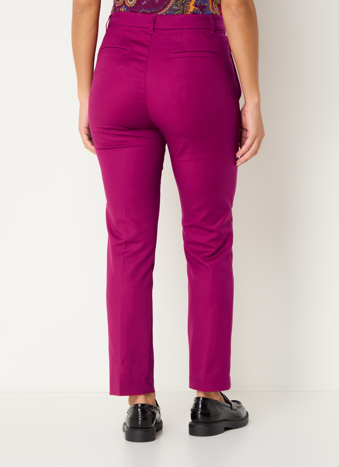 Ralph Lauren High waist slim fit cropped pantalon met steekzakken - achterkant donkerroze