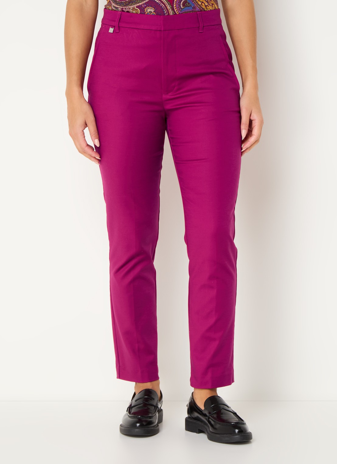 Ralph Lauren High waist slim fit cropped pantalon met steekzakken - detail 2 donkerroze