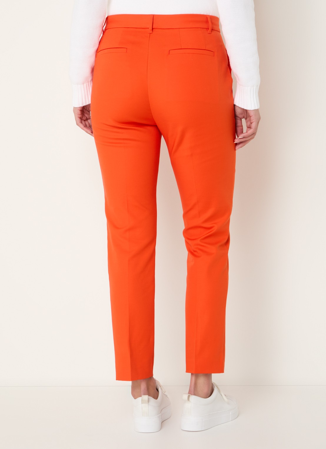Ralph Lauren High waist slim fit cropped pantalon met steekzakken - achterkant 4 orange lily / oranje