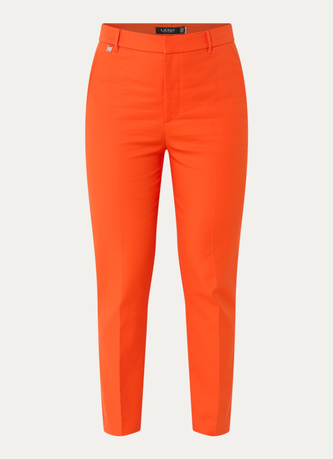 Ralph Lauren High waist slim fit cropped pantalon met steekzakken - voorkant 2 orange lily / oranje