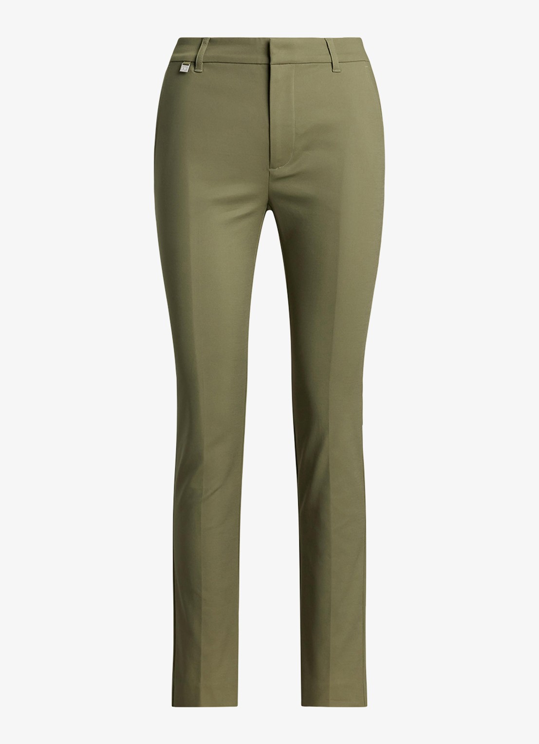 Ralph Lauren High waist slim fit cropped pantalon met steekzakken - voorkant 4 sage green / legergroen