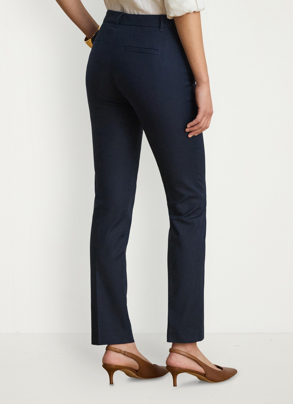 Ralph Lauren High waist slim fit cropped pantalon met steekzakken - achterkant 5 lauren navy / donkerblauw