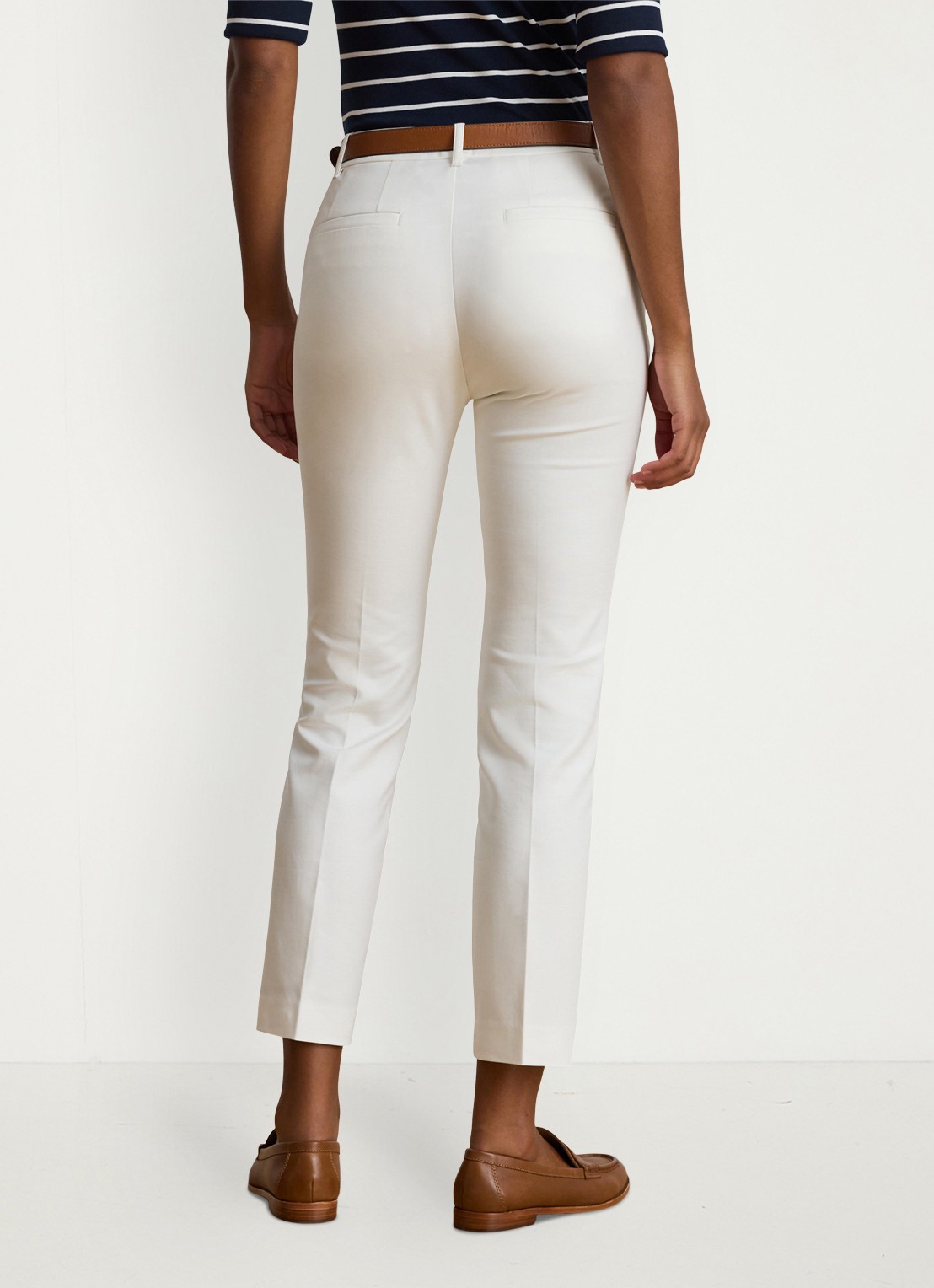 Ralph Lauren High waist slim fit cropped pantalon met steekzakken - achterkant wit