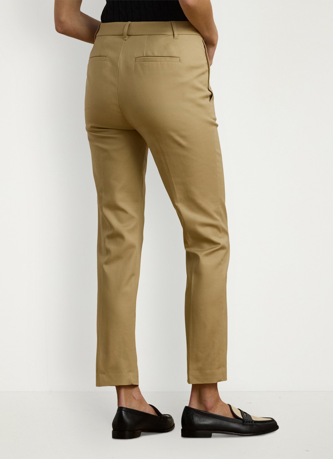 Ralph Lauren High waist slim fit cropped pantalon met steekzakken - achterkant birch tan / beige