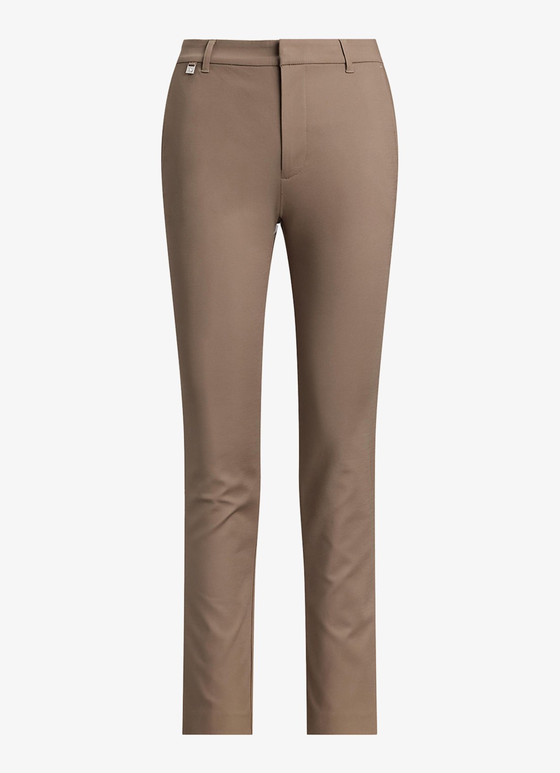 Ralph Lauren High waist slim fit cropped pantalon met steekzakken - voorkant 4 taupe brown / taupe