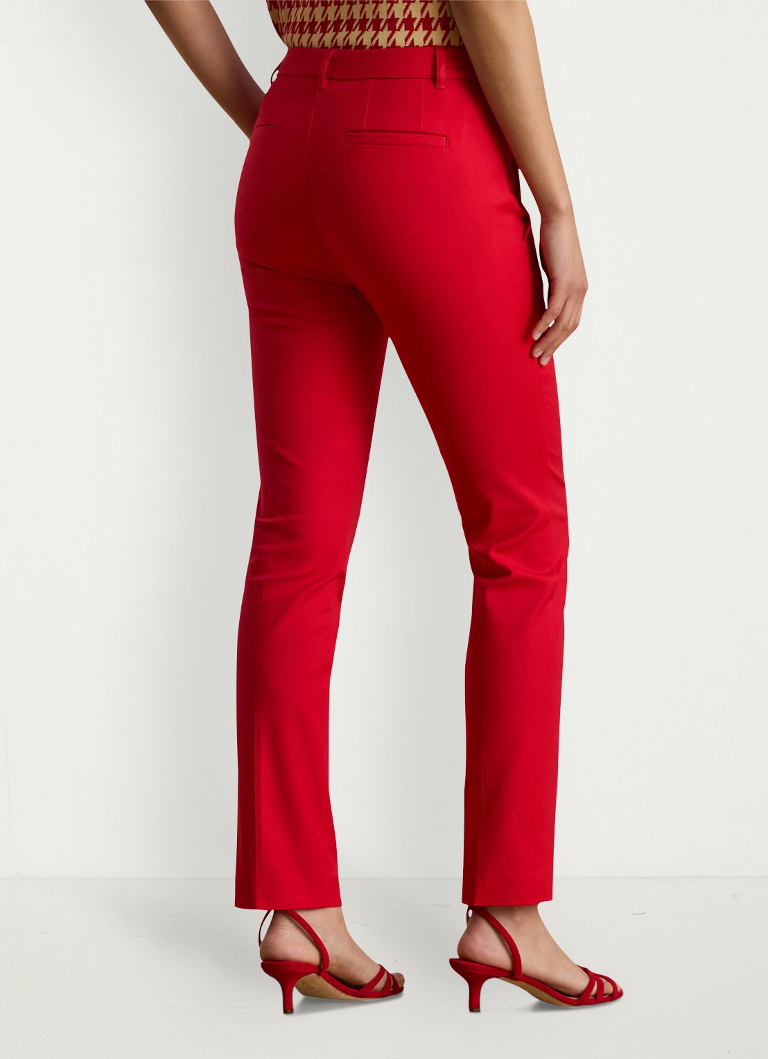 Ralph Lauren High waist slim fit cropped pantalon met steekzakken - achterkant rood