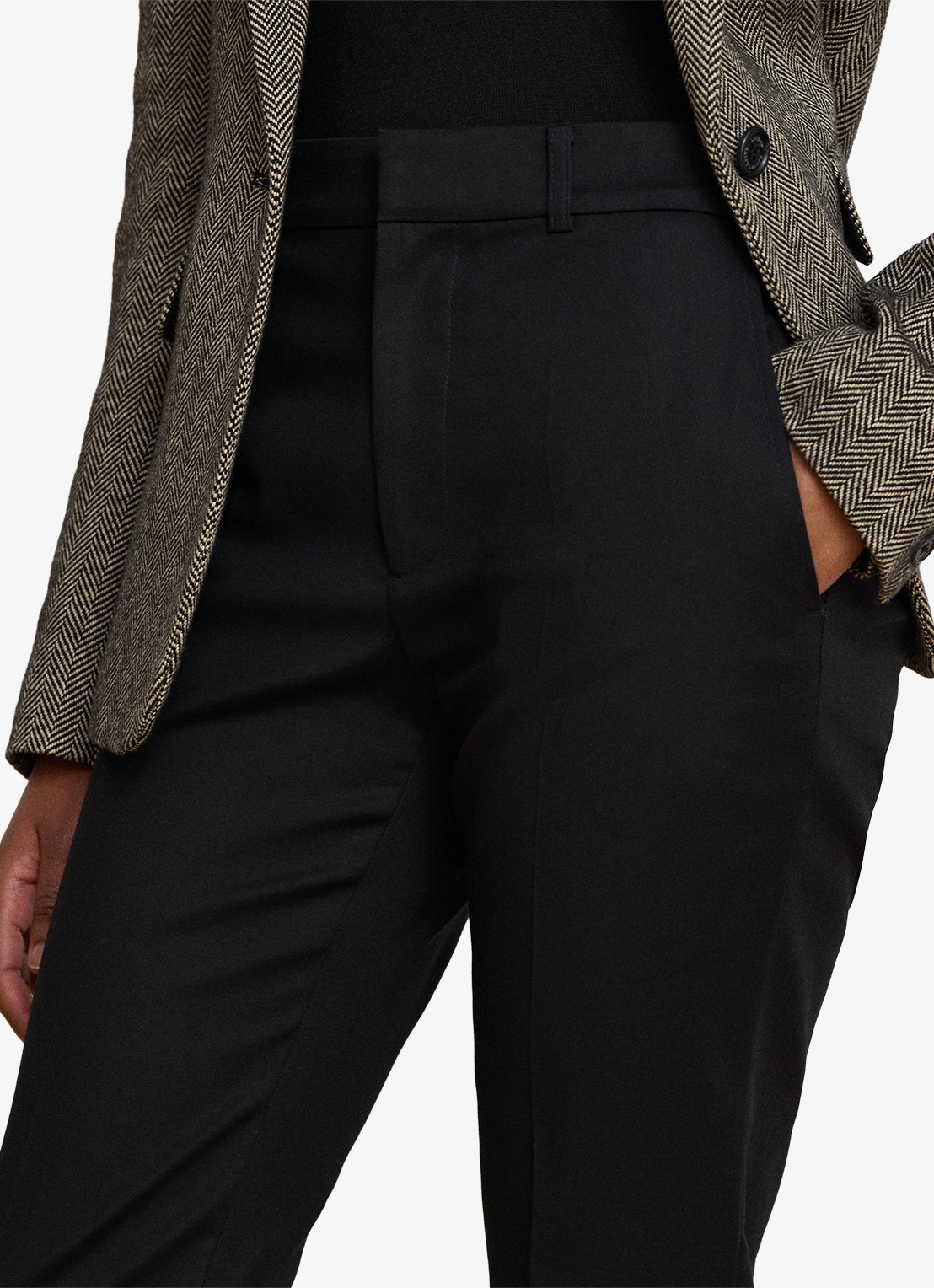 Ralph Lauren High waist slim fit pantalon met steekzakken - detail 4 zwart