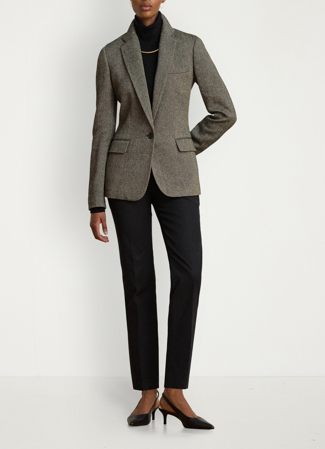 Ralph Lauren High waist slim fit pantalon met steekzakken - voorkant 2 zwart