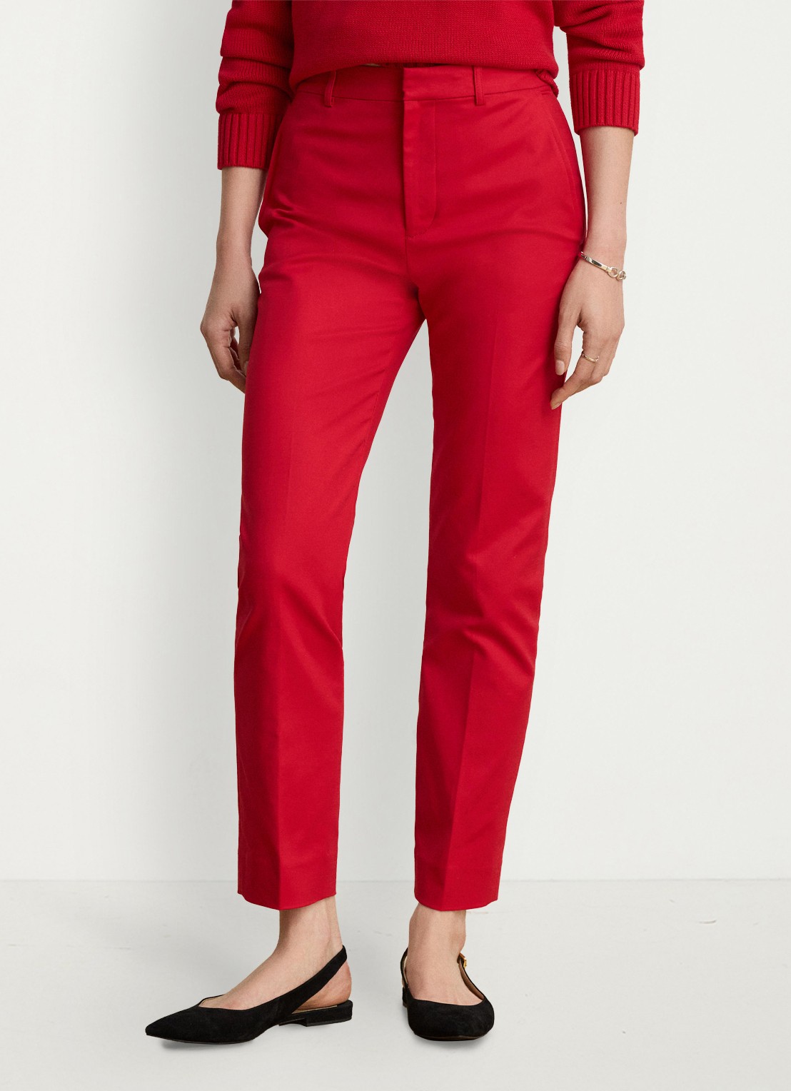 Ralph Lauren High waist slim fit pantalon met steekzakken - detail ralph red / rood
