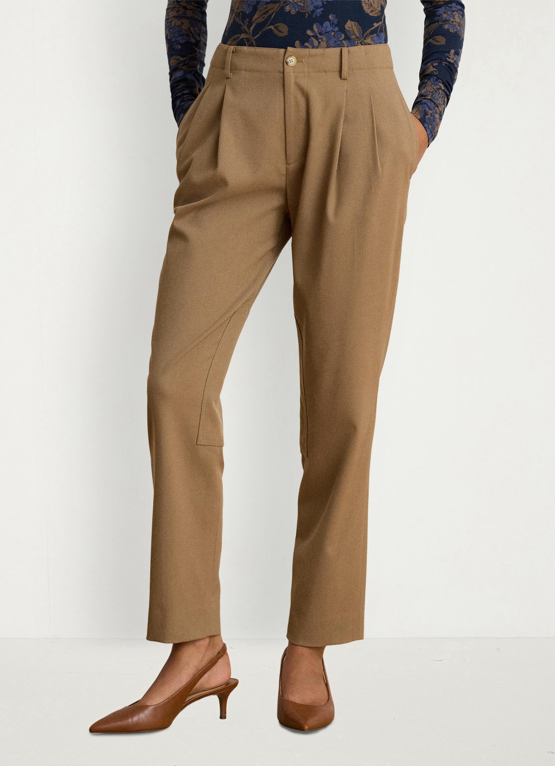 Ralph Lauren High waist slim fit pantalon met steekzakken - detail 3 lauren camel / beige