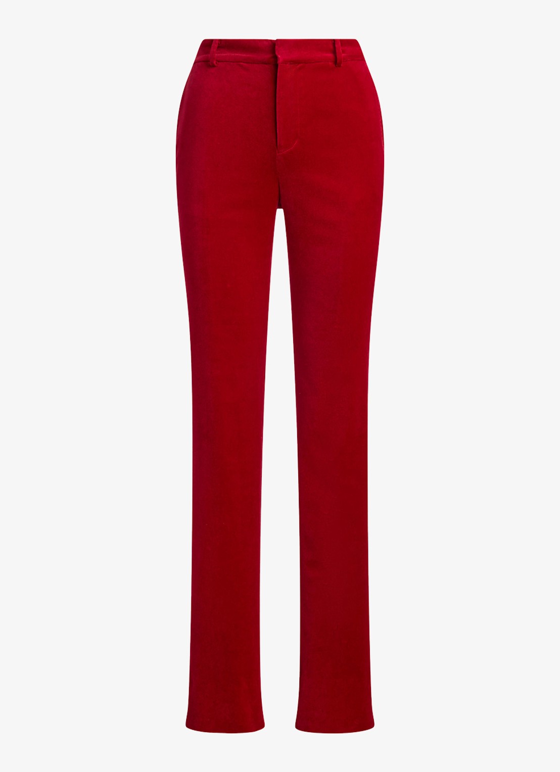 Ralph Lauren High waist straight fit pantalon van fluweel met steekzakken - voorkant lauren red velvet / rood