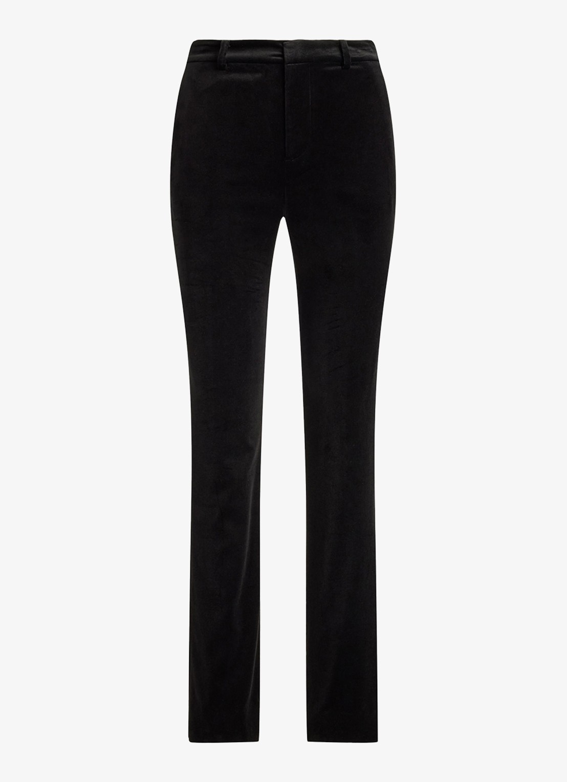 Ralph Lauren High waist straight fit pantalon van fluweel met steekzakken - voorkant black velvet / zwart
