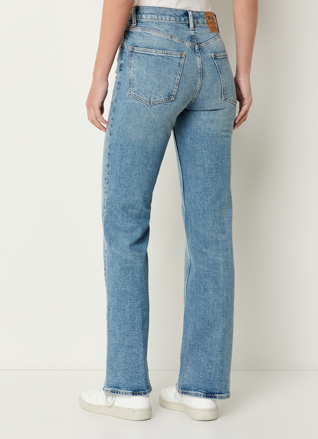 Ralph Lauren High waist straight leg jeans met lichte wassing - achterkant 3 indigo