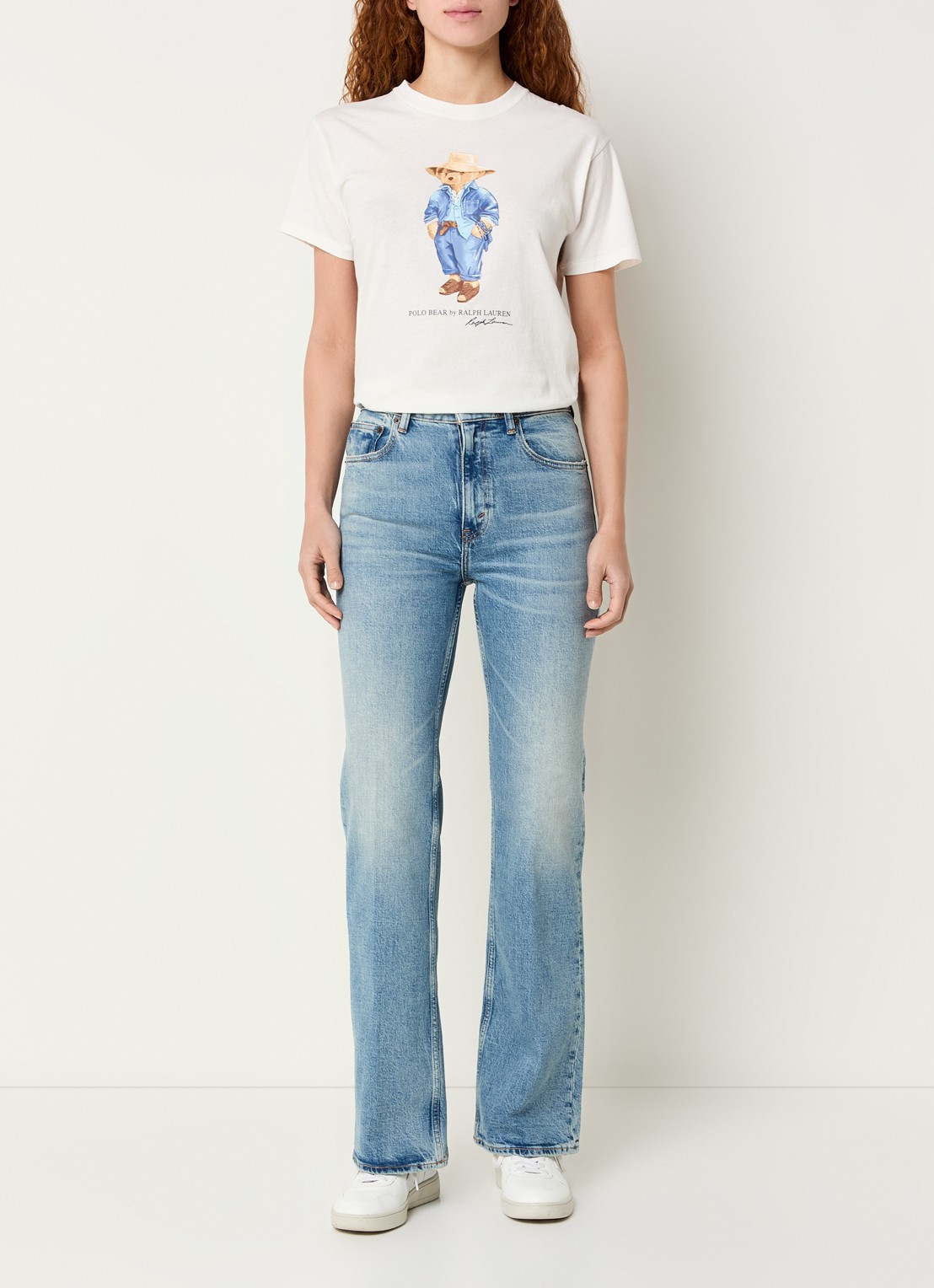 Ralph Lauren High waist straight leg jeans met lichte wassing - voorkant 2 indigo