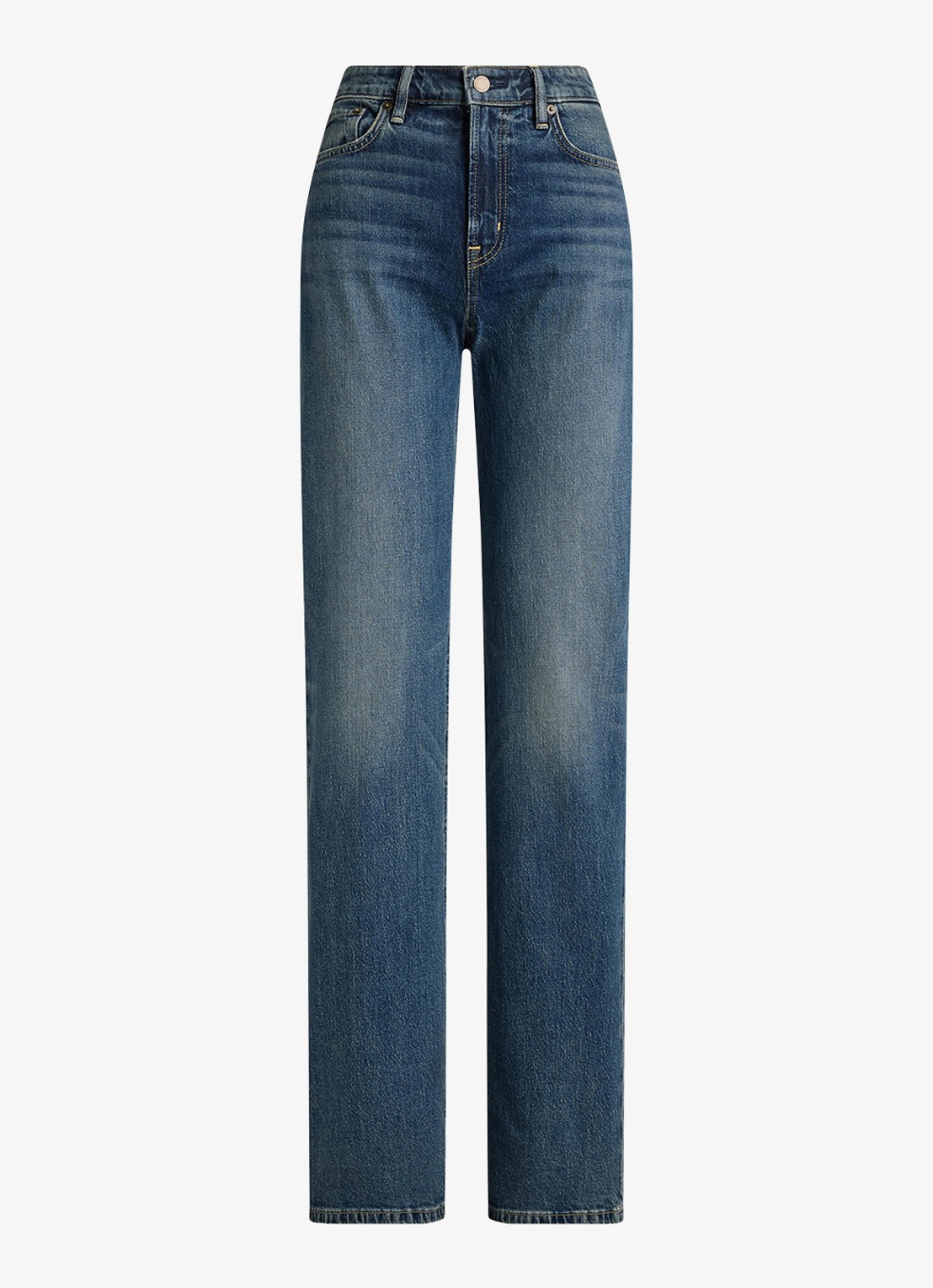 Ralph Lauren High waist straight leg jeans met medium wassing - voorkant haze wash / indigo