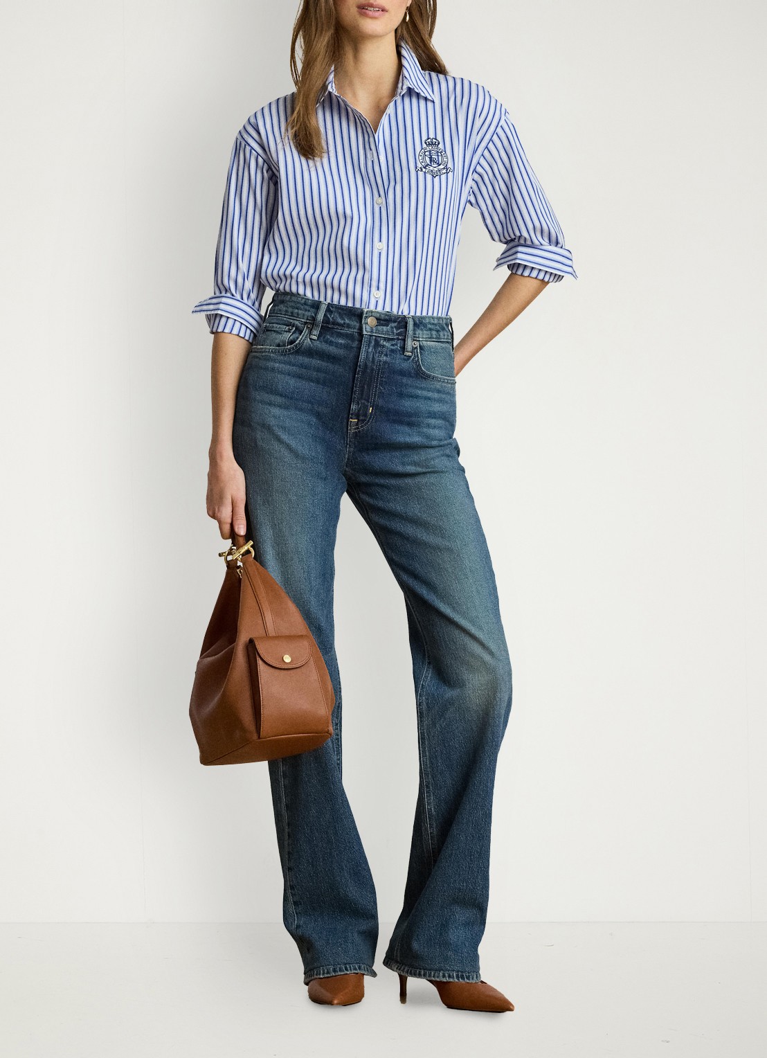 Ralph Lauren High waist straight leg jeans met medium wassing - voorkant 2 haze wash / indigo