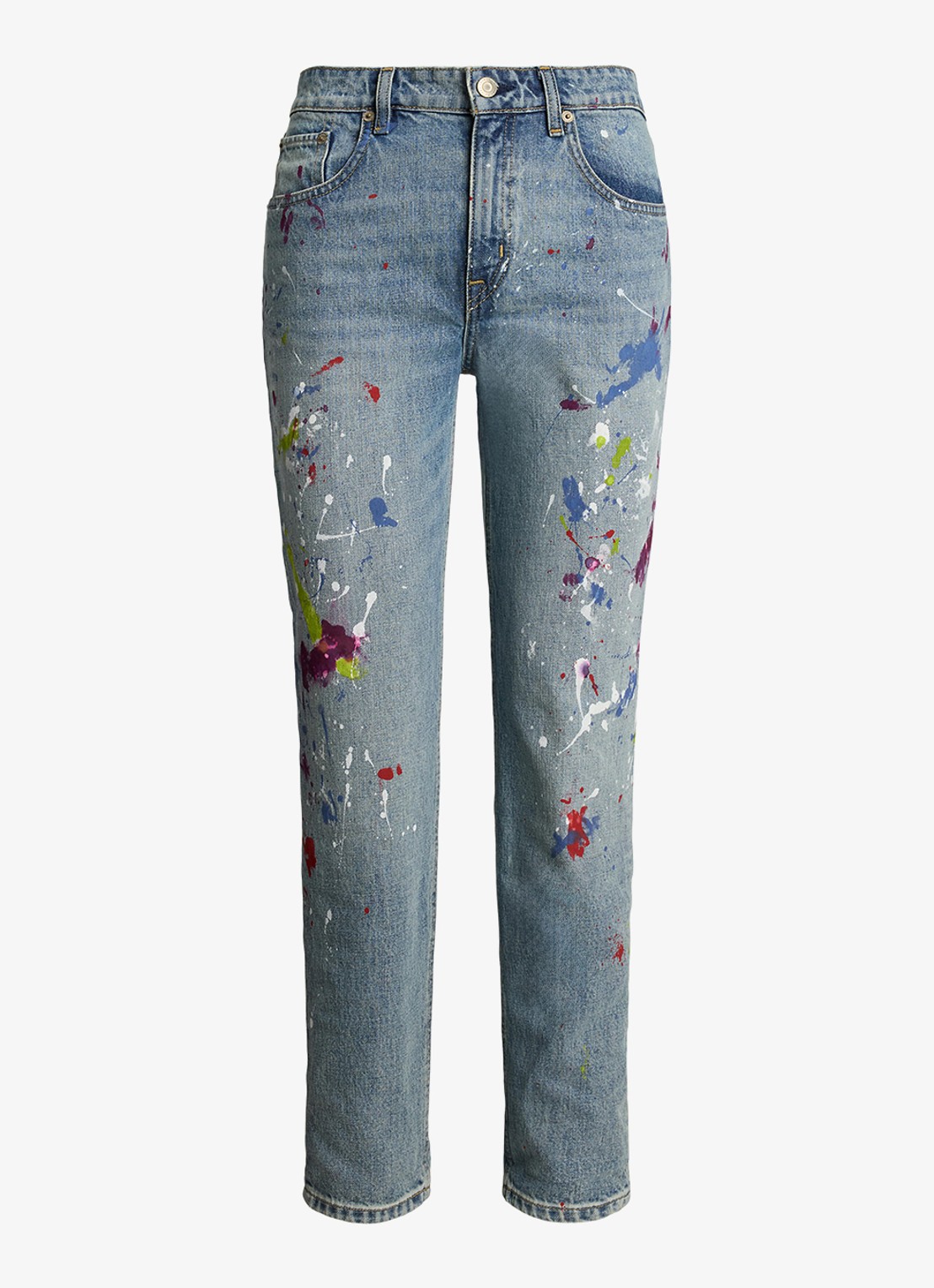 Ralph Lauren High waist tapered fit boyfriend jeans met medium wassing - voorkant denim