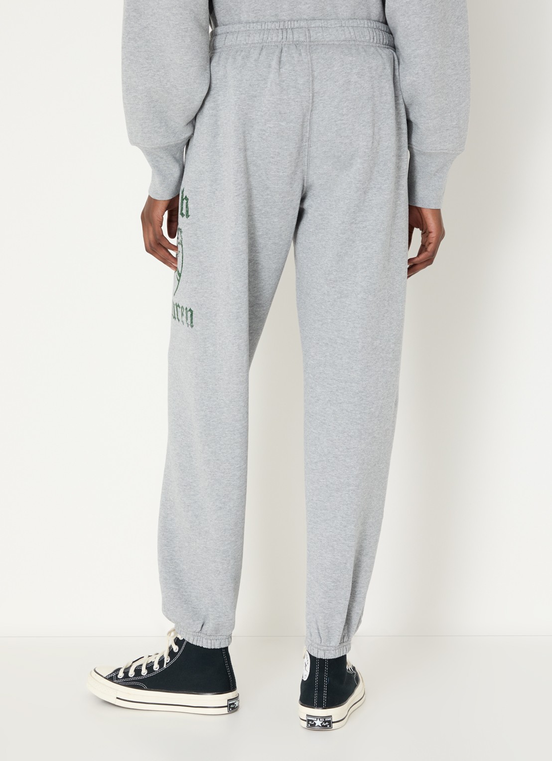 Ralph Lauren High waist tapered fit joggingbroek met logo print - achterkant 4 grijs