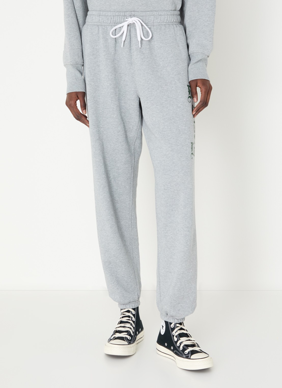 Ralph Lauren High waist tapered fit joggingbroek met logo print - detail grijs