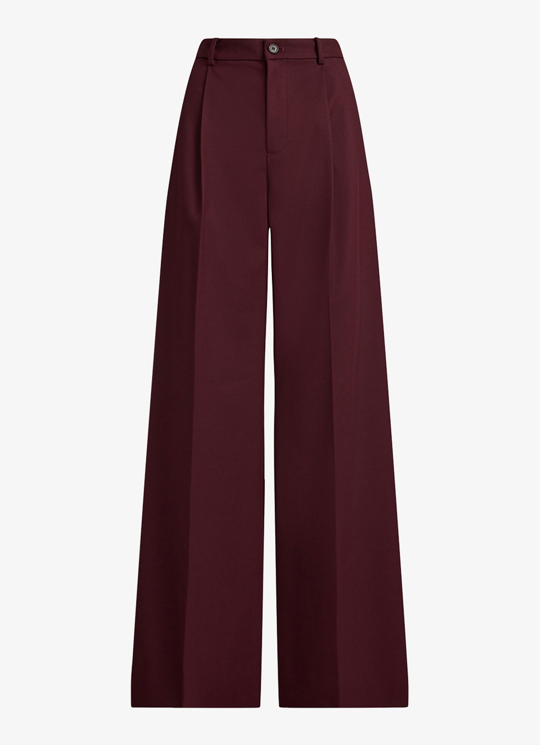 Ralph Lauren High waist wide fit broek in wolblend  - voorkant dark garnet / bordeauxrood