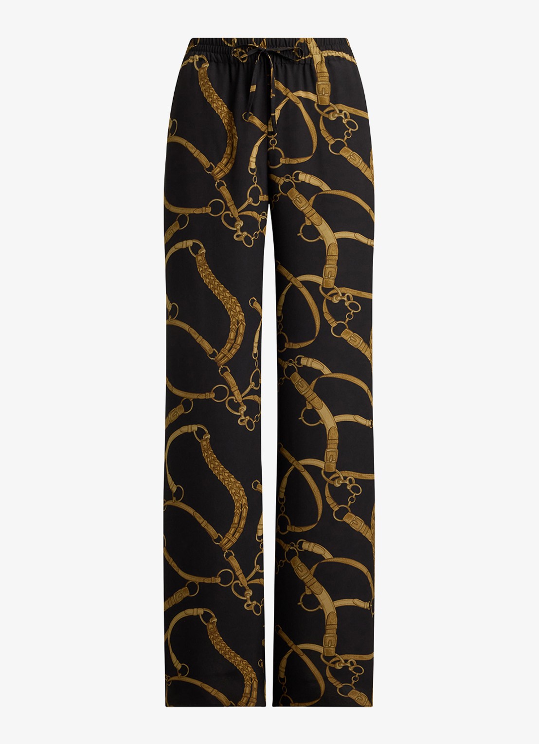 Ralph Lauren High waist wide fit broek met print - voorkant black/tan / zwart
