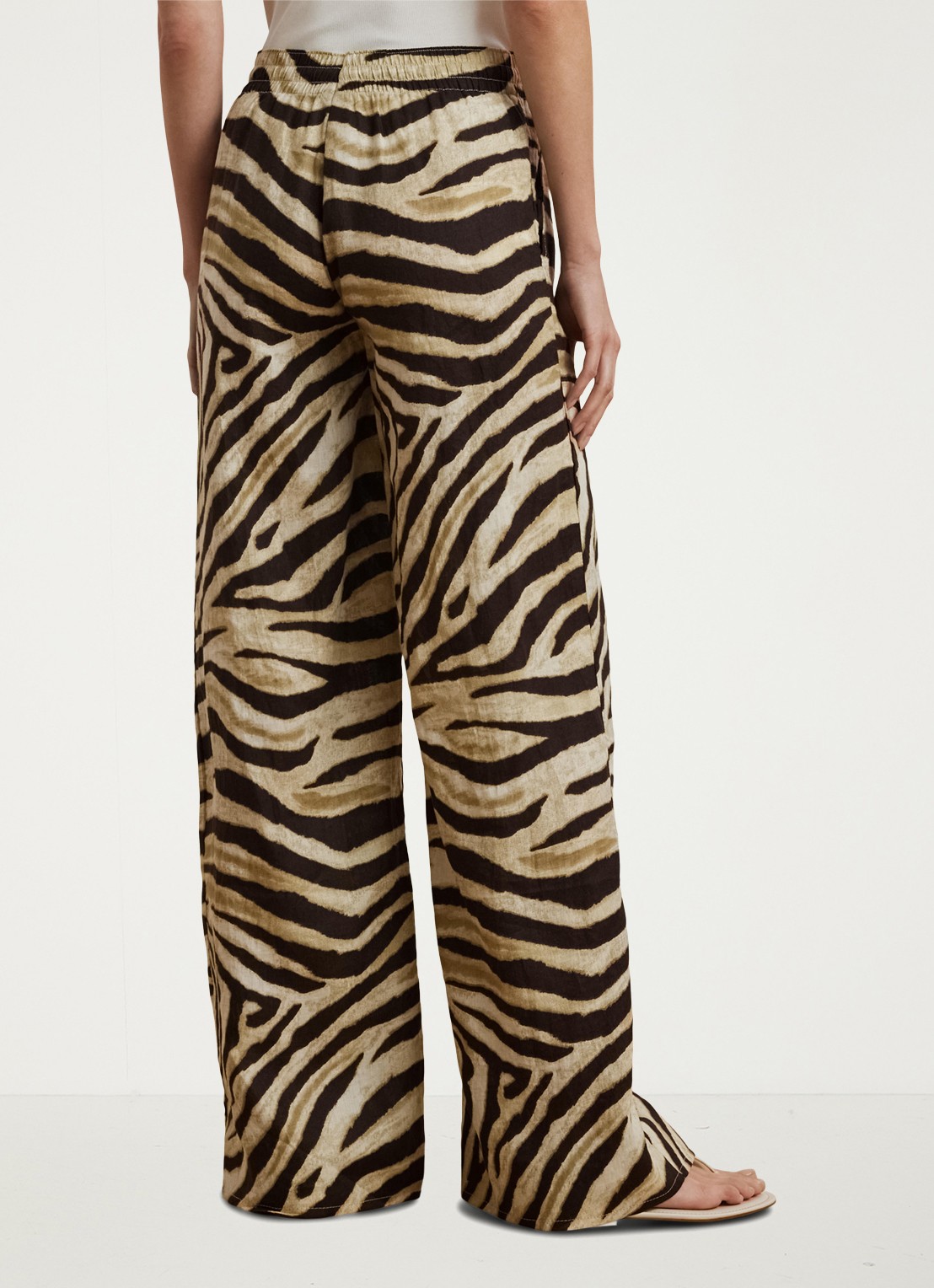 Ralph Lauren High waist wide fit broek met zebraprint - achterkant bruin