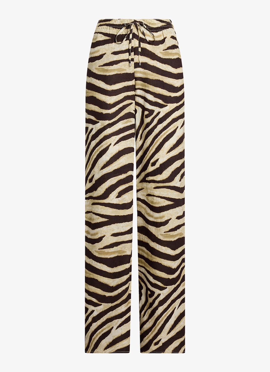 Ralph Lauren High waist wide fit broek met zebraprint - voorkant 4 bruin